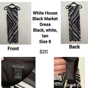White House Black Market, size 8, black, white, tan, cinched waist